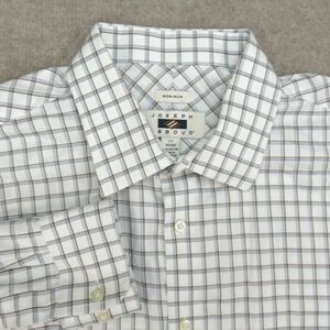 Joseph Abboud Shirt Mens 17  32- 33 Brown Plaid Button Up Long Sleeve